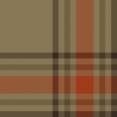 Plaid check pattern in orange and red colors. Seamless fabric texture. Tartan textile print.