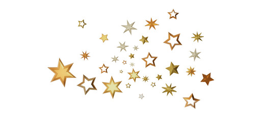 A collection of golden stars scattered against a black background, creating a sparkling and festive atmosphere.