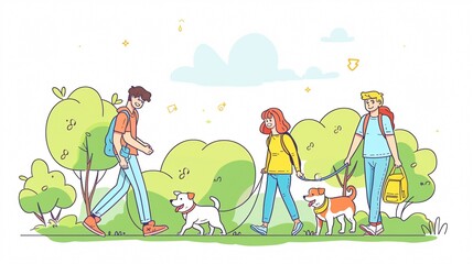 Obraz premium Outdoor Bonding: People Enjoy Quality Time with Pets Outside