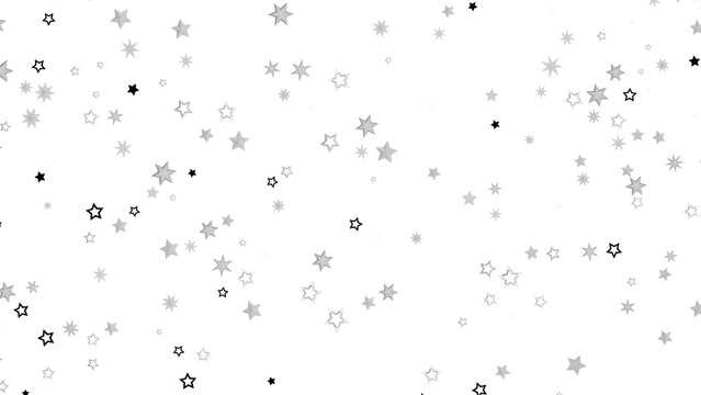 A black background with a scattering of silver stars. The stars are of varying sizes and shapes, creating a random pattern. The image is simple and minimalist, with a touch of sparkle and magic.