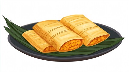 Authentic Tamale Mexican Food Vector Illustration on White Background
