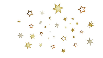 A collection of gold stars on a black background, twinkling with a soft glow. The stars are scattered randomly across the image, creating a sense of movement and energy.