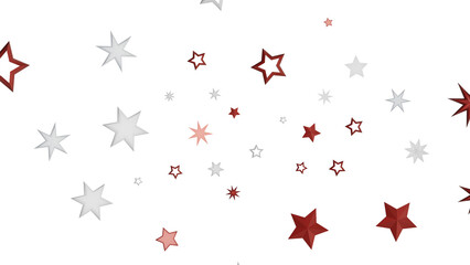 A digital illustration with red and white stars scattered on a black background. The stars are of various sizes and are arranged randomly.