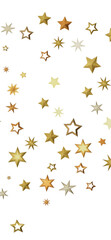 A digital illustration of many golden stars scattered on a black background, creating a simple yet festive pattern.