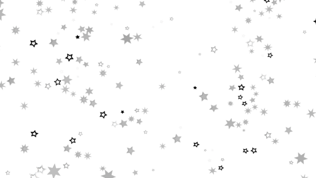 A digital illustration of silver stars scattered on a black background, creating a twinkling and festive atmosphere