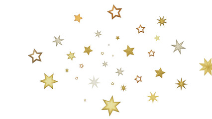 A digital illustration featuring golden stars scattered on a black background.