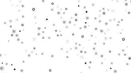 A black background with a scattering of silver stars. The stars are of varying sizes and shapes, creating a random pattern. The image is simple and minimalist, with a touch of sparkle and magic.