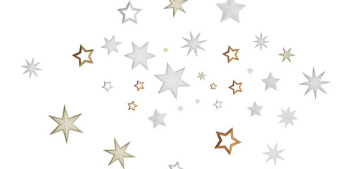 An image of multiple stars scattered on a black background, with golden and white shades.