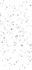 A digital illustration of silver stars scattered on a black background, creating a twinkling and festive atmosphere