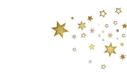 A minimalist illustration featuring scattered golden stars on a black background, creating a magical and festive atmosphere.