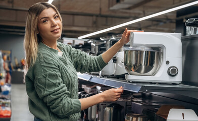 Woman is in the hardware store, shopping conception