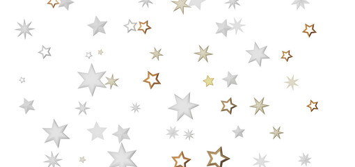 A black background with scattered white and golden stars of different sizes. The stars are arranged in a random pattern.