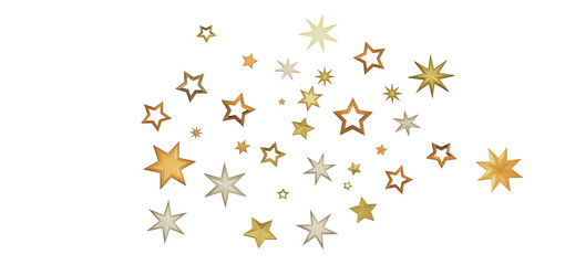 A collection of golden stars scattered on a black background.