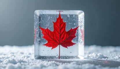 maple leaf in snow