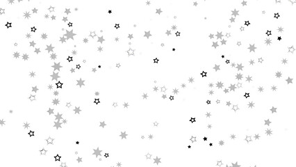 A digital illustration of silver stars scattered on a black background, creating a twinkling and festive atmosphere