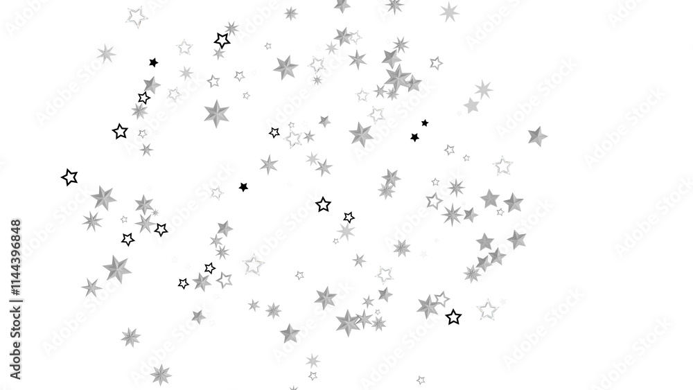 Poster A black background with a scattering of silver stars. The stars are of varying sizes and shapes, creating a random pattern. The image is simple and minimalist, with a touch of sparkle and magic.