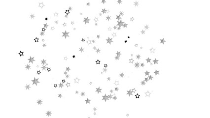 Fototapeta premium A black background with a scattering of silver stars. The stars are of varying sizes and shapes, creating a random pattern. The image is simple and minimalist, with a touch of sparkle and magic.