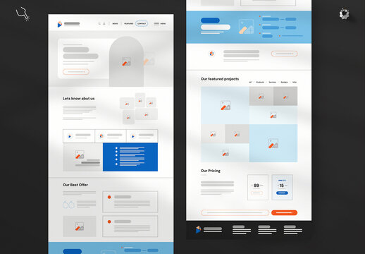 Corp Minimal Professional Landing Page Wire frame Layout Template