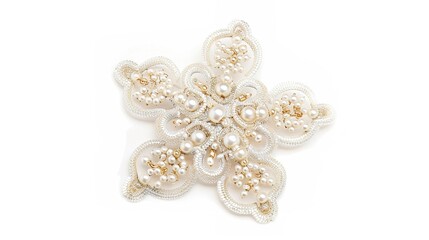 Fototapeta premium The Delicate Snowflake Isolated on White Background: A Captivating Symbol of Winter's Beauty and Purity.