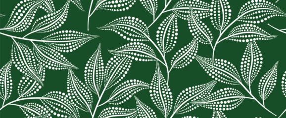 Floral abstract leaves seamless pattern with dotted flat style.