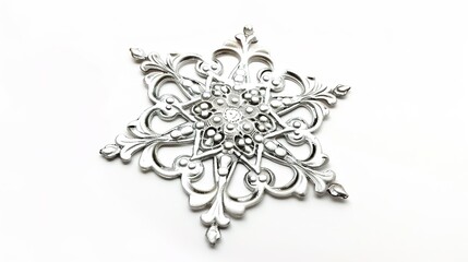 Fototapeta premium The Delicate Snowflake Isolated on White Background: A Captivating Symbol of Winter's Beauty and Purity.