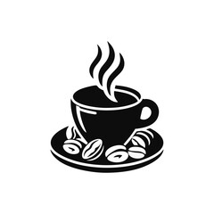 Obraz premium Coffee silhouette logo icon black white design