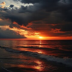 Obraz premium Dramatic sunset over Kinburn's Black Sea