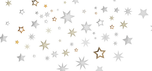 An abstract digital design featuring a background of silver and gold stars on a black background, perfect for design projects.