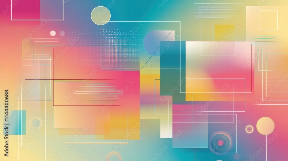 Poster artistic perspective abstract geometric shapes with gradient background