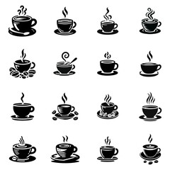 Coffee silhouette logo icon black white design