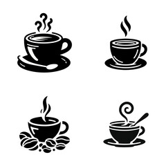 Coffee silhouette logo icon black white design