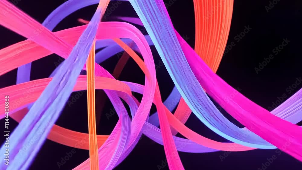 Poster colorful neon abstract lines create a dynamic visual experience in this vibrant digital art piece