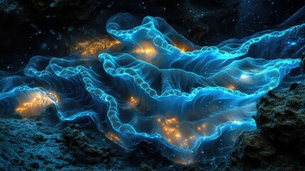Bacteria forming organic bioluminescent patterns in a deep-sea-inspired setting, bacteria, marine microbiology 
