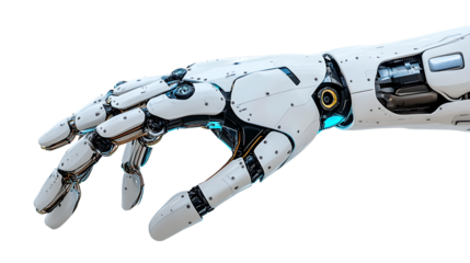 A bionic hand  with articulation isolated on white background 