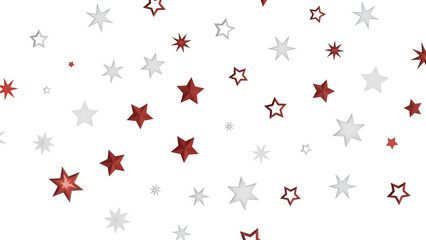 A simple abstract pattern of red and white stars on a black background.