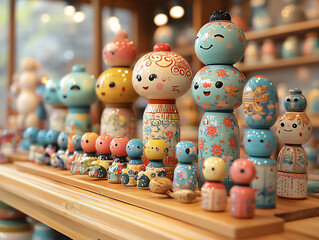  a vibrant display of traditional korean toys such as spinning tops,