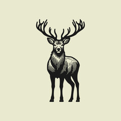simple hand drawn full body of deer stag vector
