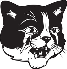 cat head silhouette vector icon set isolated white background