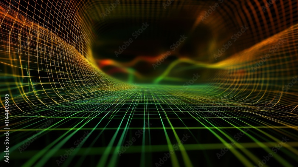 Poster virtual space exploration abstract network grids and creative data visualization concepts