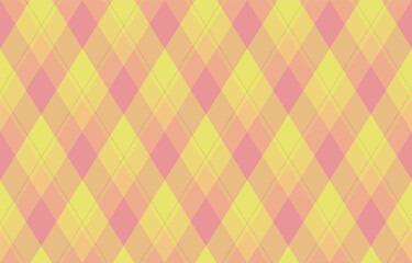 Argyle pattern of geometric rhombus. Harlequin check wallpaper design. Classic diamond shaped textile material for web background, print fabric clothing, sweater, wrapping paper, gift card, invitation