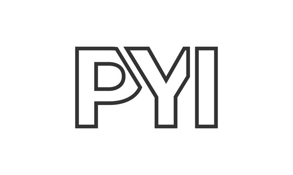 PYI logo design template with strong and modern bold text. Initial based vector logotype featuring simple and minimal typography. Trendy company identity.