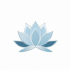 Minimalist vector logo of a stylized lotus flower with a calming, symmetrical design, representing mindfulness and peace, isolated on white background