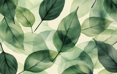 Delicate green leaves arranged in a soft background creating a serene and calming atmosphere in natural decor