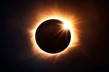 The Great American Solar Eclipse of 2017 in Wyoming, USA, depicted in one image showing its three stages.