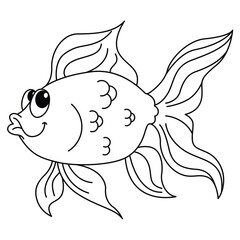 Funny fish cartoon for kids coloring book.