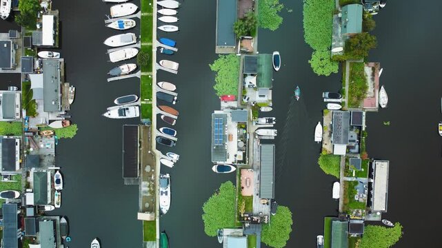Houses and Boats, Islands and Canals. Scheendijk, Netherlands
