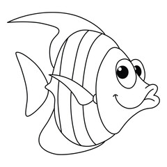 Funny fish cartoon for kids coloring book.