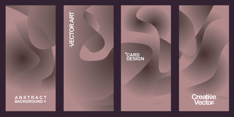 A set of four vertical panels with smooth, abstract brown waves and gradients. Elegant and modern design, ideal for backgrounds, presentations, or graphic design projects