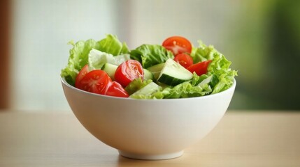 Healthy salad bowl with fresh vegetables on table bright indoor setting culinary delight