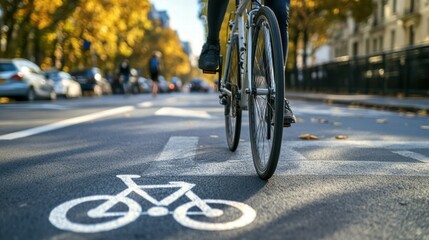 Cyclist navigating urban streets city center outdoor scene clear day street view urban lifestyle